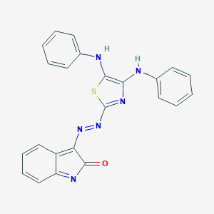molecular formula C23H16N6OS B475122 1H-indole-2,3-dione 3-{[4,5-bis(phenylimino)-1,3-thiazolidin-2-ylidene]hydrazone} 