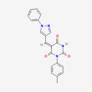 molecular formula C21H16N4O3 B4751235 1-(4-methylphenyl)-5-[(1-phenyl-1H-pyrazol-4-yl)methylene]-2,4,6(1H,3H,5H)-pyrimidinetrione 