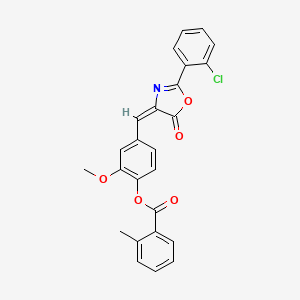 molecular formula C25H18ClNO5 B4751257 4-{[2-(2-chlorophenyl)-5-oxo-1,3-oxazol-4(5H)-ylidene]methyl}-2-methoxyphenyl 2-methylbenzoate 