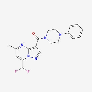 molecular formula C19H19F2N5O B4751272 7-(difluoromethyl)-5-methyl-3-[(4-phenyl-1-piperazinyl)carbonyl]pyrazolo[1,5-a]pyrimidine 