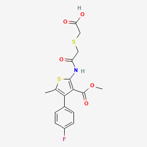 molecular formula C17H16FNO5S2 B4751301 [(2-{[4-(4-fluorophenyl)-3-(methoxycarbonyl)-5-methyl-2-thienyl]amino}-2-oxoethyl)thio]acetic acid 