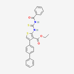 molecular formula C27H22N2O3S2 B4751320 ethyl 2-{[(benzoylamino)carbonothioyl]amino}-4-(4-biphenylyl)-3-thiophenecarboxylate 