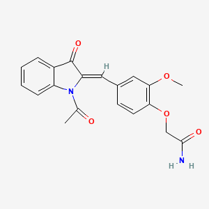 2-{4-[(1-acetyl-3-oxo-1,3-dihydro-2H-indol-2-ylidene)methyl]-2-methoxyphenoxy}acetamide