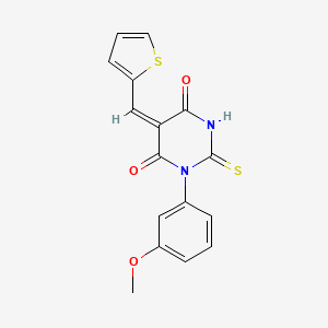 molecular formula C16H12N2O3S2 B4751395 1-(3-methoxyphenyl)-5-(2-thienylmethylene)-2-thioxodihydro-4,6(1H,5H)-pyrimidinedione 