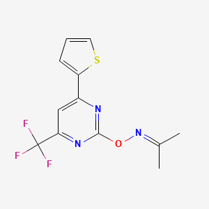 molecular formula C12H10F3N3OS B4751451 acetone O-[4-(2-thienyl)-6-(trifluoromethyl)-2-pyrimidinyl]oxime 