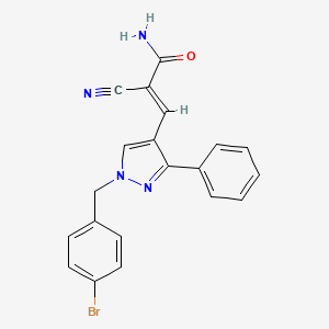 molecular formula C20H15BrN4O B4751459 3-[1-(4-bromobenzyl)-3-phenyl-1H-pyrazol-4-yl]-2-cyanoacrylamide 