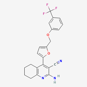 molecular formula C22H18F3N3O2 B4751464 2-amino-4-(5-{[3-(trifluoromethyl)phenoxy]methyl}-2-furyl)-5,6,7,8-tetrahydro-3-quinolinecarbonitrile 