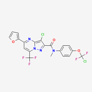molecular formula C20H11Cl2F5N4O3 B4751477 3-chloro-N-{4-[chloro(difluoro)methoxy]phenyl}-5-(2-furyl)-N-methyl-7-(trifluoromethyl)pyrazolo[1,5-a]pyrimidine-2-carboxamide 