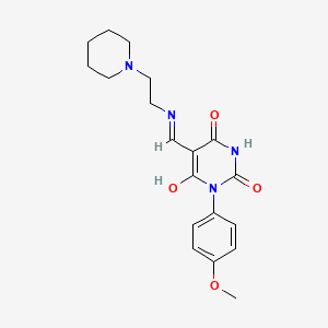 molecular formula C19H24N4O4 B4751494 1-(4-methoxyphenyl)-5-({[2-(1-piperidinyl)ethyl]amino}methylene)-2,4,6(1H,3H,5H)-pyrimidinetrione 