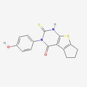 molecular formula C15H12N2O2S2 B4751502 3-(4-hydroxyphenyl)-2-mercapto-3,5,6,7-tetrahydro-4H-cyclopenta[4,5]thieno[2,3-d]pyrimidin-4-one 