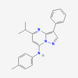 molecular formula C22H22N4 B4751507 5-isopropyl-N-(4-methylphenyl)-3-phenylpyrazolo[1,5-a]pyrimidin-7-amine 