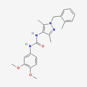 molecular formula C22H26N4O3 B4751512 N-(3,4-dimethoxyphenyl)-N'-[3,5-dimethyl-1-(2-methylbenzyl)-1H-pyrazol-4-yl]urea 