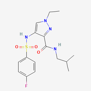 molecular formula C16H21FN4O3S B4751558 1-ethyl-4-{[(4-fluorophenyl)sulfonyl]amino}-N-isobutyl-1H-pyrazole-3-carboxamide 