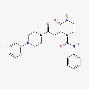 molecular formula C23H27N5O3 B4751569 3-oxo-2-[2-oxo-2-(4-phenyl-1-piperazinyl)ethyl]-N-phenyl-1-piperazinecarboxamide 