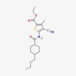 molecular formula C20H28N2O3S B4751578 ethyl 5-{[(4-butylcyclohexyl)carbonyl]amino}-4-cyano-3-methyl-2-thiophenecarboxylate 
