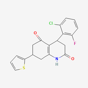 molecular formula C19H15ClFNO2S B4751582 4-(2-chloro-6-fluorophenyl)-7-(2-thienyl)-4,6,7,8-tetrahydro-2,5(1H,3H)-quinolinedione 