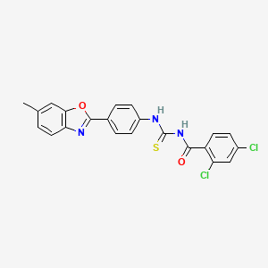 2,4-dichloro-N-({[4-(6-methyl-1,3-benzoxazol-2-yl)phenyl]amino}carbonothioyl)benzamide