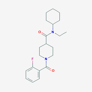 molecular formula C21H29FN2O2 B4751647 N-cyclohexyl-N-ethyl-1-(2-fluorobenzoyl)-4-piperidinecarboxamide 