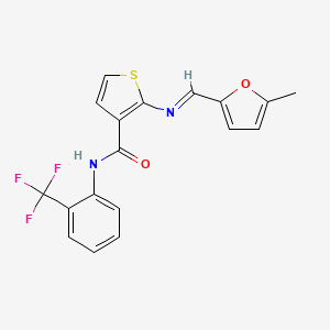 molecular formula C18H13F3N2O2S B4751656 2-{[(5-methyl-2-furyl)methylene]amino}-N-[2-(trifluoromethyl)phenyl]-3-thiophenecarboxamide 