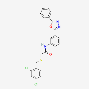 molecular formula C23H17Cl2N3O2S B4751658 2-[(2,4-dichlorobenzyl)thio]-N-[3-(5-phenyl-1,3,4-oxadiazol-2-yl)phenyl]acetamide 