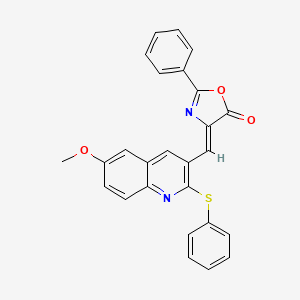 4-{[6-methoxy-2-(phenylthio)-3-quinolinyl]methylene}-2-phenyl-1,3-oxazol-5(4H)-one