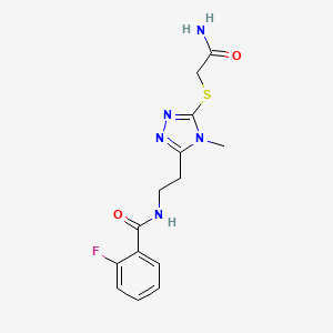 molecular formula C14H16FN5O2S B4751699 N-(2-{5-[(2-amino-2-oxoethyl)thio]-4-methyl-4H-1,2,4-triazol-3-yl}ethyl)-2-fluorobenzamide 