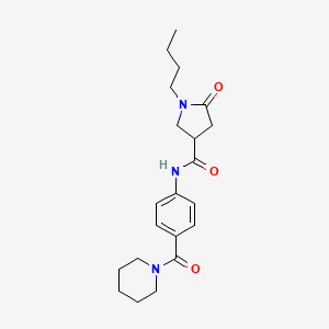 molecular formula C21H29N3O3 B4751733 1-butyl-5-oxo-N-[4-(1-piperidinylcarbonyl)phenyl]-3-pyrrolidinecarboxamide 