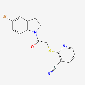 molecular formula C16H12BrN3OS B4751750 2-{[2-(5-bromo-2,3-dihydro-1H-indol-1-yl)-2-oxoethyl]thio}nicotinonitrile 