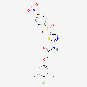 molecular formula C19H16ClN3O6S2 B4751775 2-(4-chloro-3,5-dimethylphenoxy)-N-{5-[(4-nitrophenyl)sulfonyl]-1,3-thiazol-2-yl}acetamide 