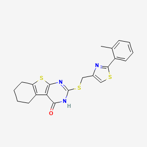 molecular formula C21H19N3OS3 B4751782 2-({[2-(2-methylphenyl)-1,3-thiazol-4-yl]methyl}thio)-5,6,7,8-tetrahydro[1]benzothieno[2,3-d]pyrimidin-4(3H)-one 