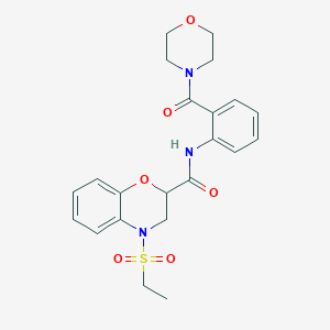molecular formula C22H25N3O6S B4751840 4-(ethylsulfonyl)-N-[2-(4-morpholinylcarbonyl)phenyl]-3,4-dihydro-2H-1,4-benzoxazine-2-carboxamide 