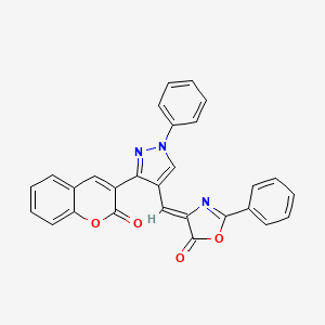 molecular formula C28H17N3O4 B4751853 4-{[3-(2-oxo-2H-chromen-3-yl)-1-phenyl-1H-pyrazol-4-yl]methylene}-2-phenyl-1,3-oxazol-5(4H)-one 