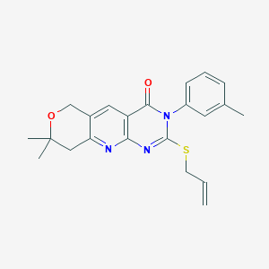 molecular formula C22H23N3O2S B4751856 2-(allylthio)-8,8-dimethyl-3-(3-methylphenyl)-3,6,8,9-tetrahydro-4H-pyrano[3',4':5,6]pyrido[2,3-d]pyrimidin-4-one 