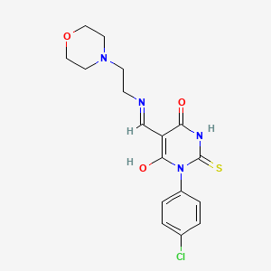 molecular formula C17H19ClN4O3S B4751873 1-(4-chlorophenyl)-5-({[2-(4-morpholinyl)ethyl]amino}methylene)-2-thioxodihydro-4,6(1H,5H)-pyrimidinedione 