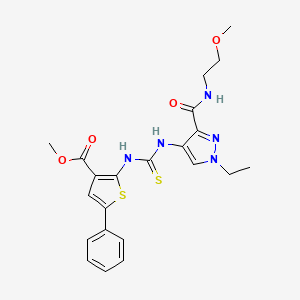 molecular formula C22H25N5O4S2 B4751874 methyl 2-({[(1-ethyl-3-{[(2-methoxyethyl)amino]carbonyl}-1H-pyrazol-4-yl)amino]carbonothioyl}amino)-5-phenyl-3-thiophenecarboxylate 