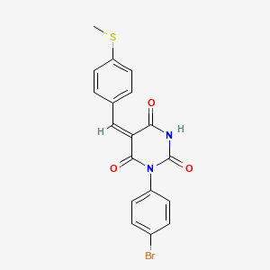 molecular formula C18H13BrN2O3S B4751879 1-(4-bromophenyl)-5-[4-(methylthio)benzylidene]-2,4,6(1H,3H,5H)-pyrimidinetrione 