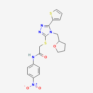 molecular formula C19H19N5O4S2 B4751896 N-(4-nitrophenyl)-2-{[4-(tetrahydro-2-furanylmethyl)-5-(2-thienyl)-4H-1,2,4-triazol-3-yl]thio}acetamide 