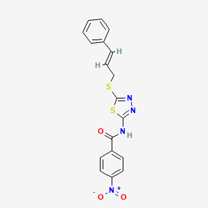 molecular formula C18H14N4O3S2 B4751930 4-nitro-N-{5-[(3-phenyl-2-propen-1-yl)thio]-1,3,4-thiadiazol-2-yl}benzamide 