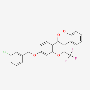 molecular formula C24H16ClF3O4 B4751963 7-[(3-chlorobenzyl)oxy]-3-(2-methoxyphenyl)-2-(trifluoromethyl)-4H-chromen-4-one 