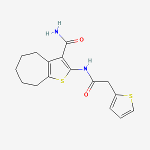 molecular formula C16H18N2O2S2 B4751991 2-[(2-thienylacetyl)amino]-5,6,7,8-tetrahydro-4H-cyclohepta[b]thiophene-3-carboxamide 