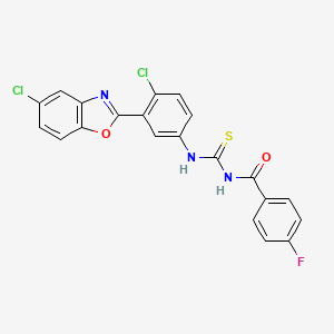 molecular formula C21H12Cl2FN3O2S B4752017 N-({[4-chloro-3-(5-chloro-1,3-benzoxazol-2-yl)phenyl]amino}carbonothioyl)-4-fluorobenzamide 