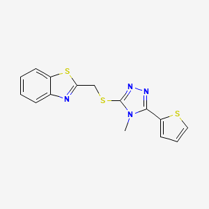molecular formula C15H12N4S3 B4752038 2-({[4-methyl-5-(2-thienyl)-4H-1,2,4-triazol-3-yl]thio}methyl)-1,3-benzothiazole 