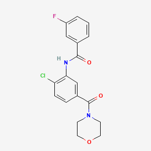 molecular formula C18H16ClFN2O3 B4752049 N-[2-chloro-5-(4-morpholinylcarbonyl)phenyl]-3-fluorobenzamide 