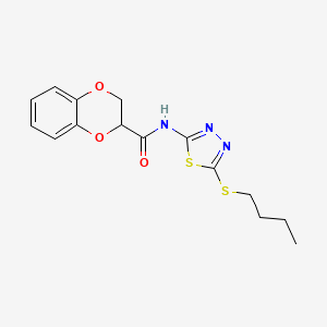 molecular formula C15H17N3O3S2 B4752077 N-[5-(butylthio)-1,3,4-thiadiazol-2-yl]-2,3-dihydro-1,4-benzodioxine-2-carboxamide 
