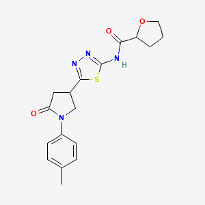 molecular formula C18H20N4O3S B4752081 N-{5-[1-(4-methylphenyl)-5-oxo-3-pyrrolidinyl]-1,3,4-thiadiazol-2-yl}tetrahydro-2-furancarboxamide 