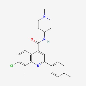 molecular formula C24H26ClN3O B4752094 7-chloro-8-methyl-2-(4-methylphenyl)-N-(1-methyl-4-piperidinyl)-4-quinolinecarboxamide 