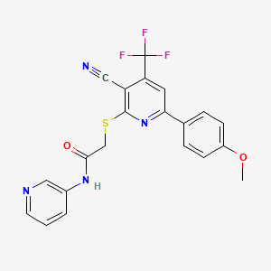molecular formula C21H15F3N4O2S B4752099 2-{[3-cyano-6-(4-methoxyphenyl)-4-(trifluoromethyl)-2-pyridinyl]thio}-N-3-pyridinylacetamide 