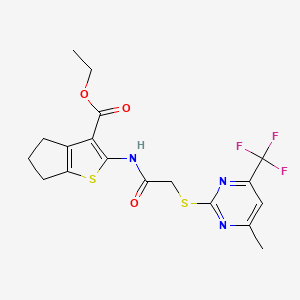 ethyl 2-[({[4-methyl-6-(trifluoromethyl)-2-pyrimidinyl]thio}acetyl)amino]-5,6-dihydro-4H-cyclopenta[b]thiophene-3-carboxylate