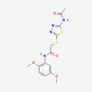 molecular formula C14H16N4O4S2 B4752159 2-{[5-(acetylamino)-1,3,4-thiadiazol-2-yl]thio}-N-(2,5-dimethoxyphenyl)acetamide 