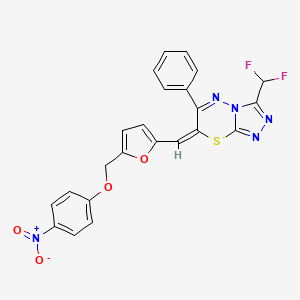 molecular formula C23H15F2N5O4S B4752186 3-(difluoromethyl)-7-({5-[(4-nitrophenoxy)methyl]-2-furyl}methylene)-6-phenyl-7H-[1,2,4]triazolo[3,4-b][1,3,4]thiadiazine 